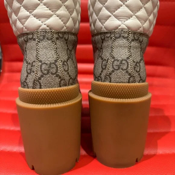 Gucci Women's Lace-Up White and Tan Boots - Picture 3 of 6